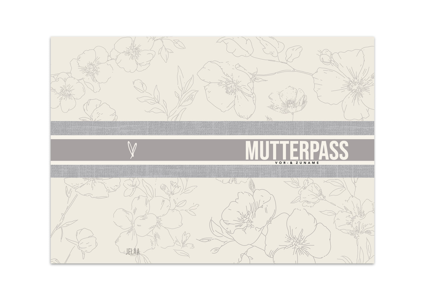 MUTTERPASSHÜLLE - Luxury floral grau personalisiert
