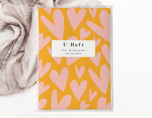 U-Heft & Impfpasshülle - Herzen rosa orange